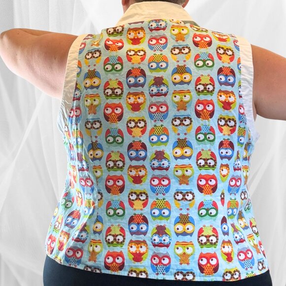 Unique Vintage Sleeveless Owl Blouse – Size 3X/20 - Picture 3 of 8